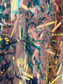 Sword Design - Clear - Iridescent Sequins Fabric Embroidery On A Mesh For Sold By The Yard