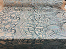 Hologram Silver Nude - 4 Way Stretch Embroidered Royalty Sequins Fancy Design Fabric By Yard