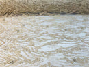 Beaded Fabric - Champagne - Embroidered Flower Line Mesh Lace Fabric with Beads Sold By The Yard