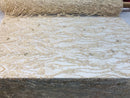 Beaded Fabric - Champagne - Embroidered Flower Line Mesh Lace Fabric with Beads Sold By The Yard