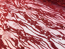 Beaded Fabric - Burgundy - Embroidered Flower Line Mesh Lace Fabric with Beads Sold By The Yard