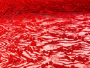 Beaded Fabric - Red - Embroidered Flower Line Mesh Lace Fabric with Beads Sold By The Yard