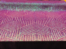 2 Way Stretch - Lilac - Geometric Design Sequins On Mesh Elegant Fabrics Sold By Yard