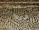 2 Way Stretch - Gold - Geometric Design Sequins On Mesh Elegant Fabrics Sold By Yard