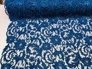 Guipure Lace Fabric - Navy Blue - Embroidered Bridal Wedding Dress Design Sold By The Yard