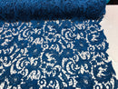 Guipure Lace Fabric - Navy Blue - Embroidered Bridal Wedding Dress Design Sold By The Yard