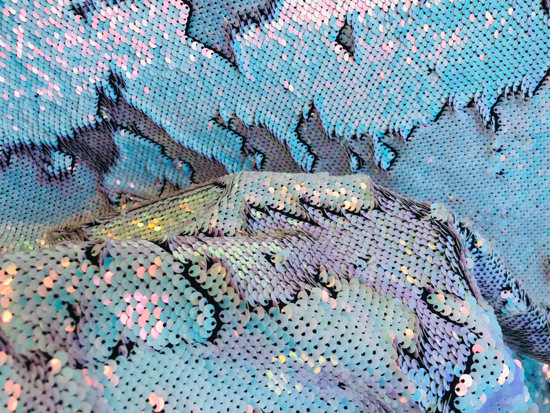 Reversible Mermaid Spandex Iridescent Unicorn/Pink Mermaid Pillow Flip Up Sequins Fabric By The Yard