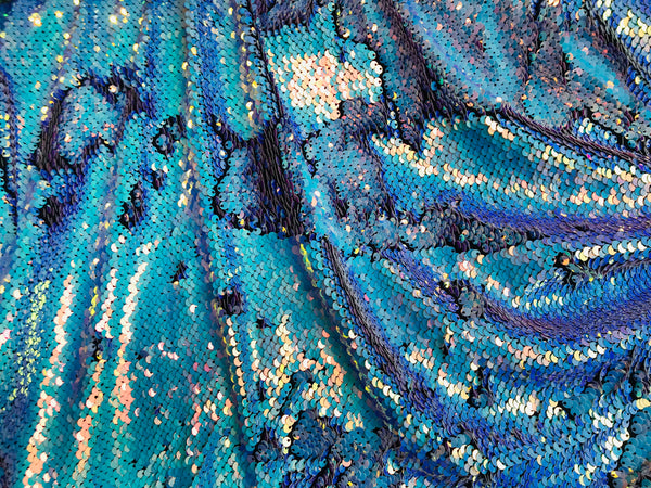 Reversible Mermaid Spandex - Iridescent Unicorn Mermaid Pillow Flip Up Sequins Fabric By The Yard
