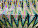 Mermaid Flip Up Reversible MultiColor Shiny  Zig Zag Pattern Sequins Fabric Spandex By The Yard