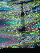 Mermaid Flip Up Reversible MultiColor Shiny  Zig Zag Pattern Sequins Fabric Spandex By The Yard