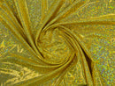 Polka Dot Foil Fabric - Yellow - Iridescent Polka Dot Design on Spandex Fabric
