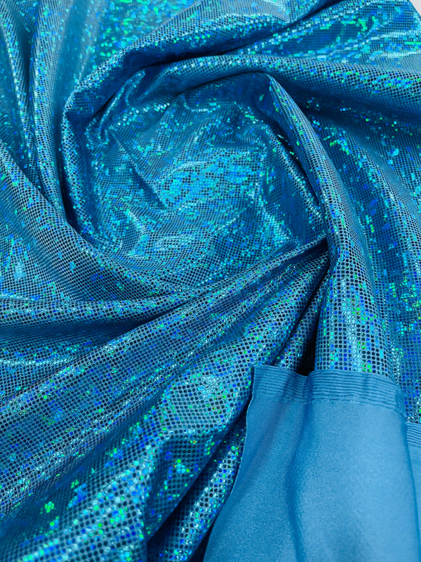 Polka Dot Foil Fabric - Turquoise - Iridescent Polka Dot Design on Spandex Fabric