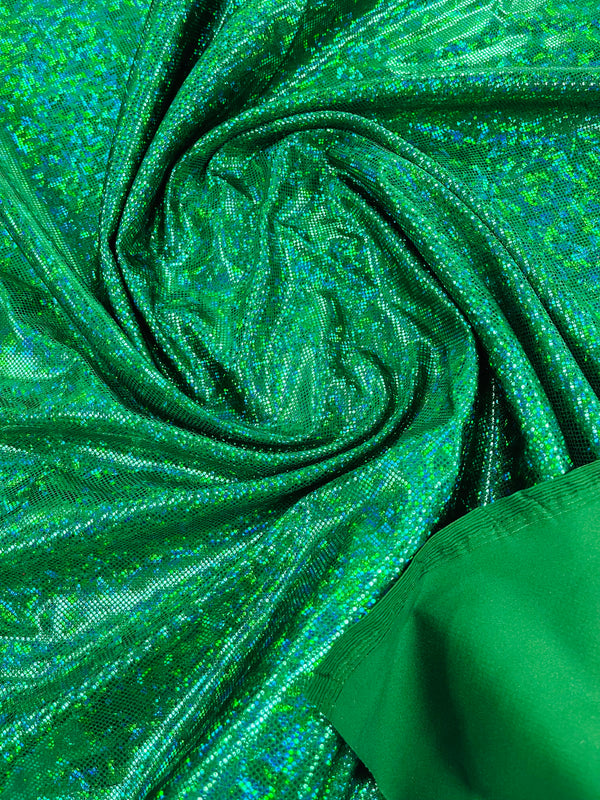 Polka Dot Foil Fabric - Green - Iridescent Polka Dot Design on Spandex Fabric
