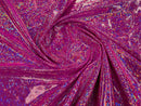 Polka Dot Foil Fabric - Fuchsia - Iridescent Polka Dot Design on Spandex Fabric