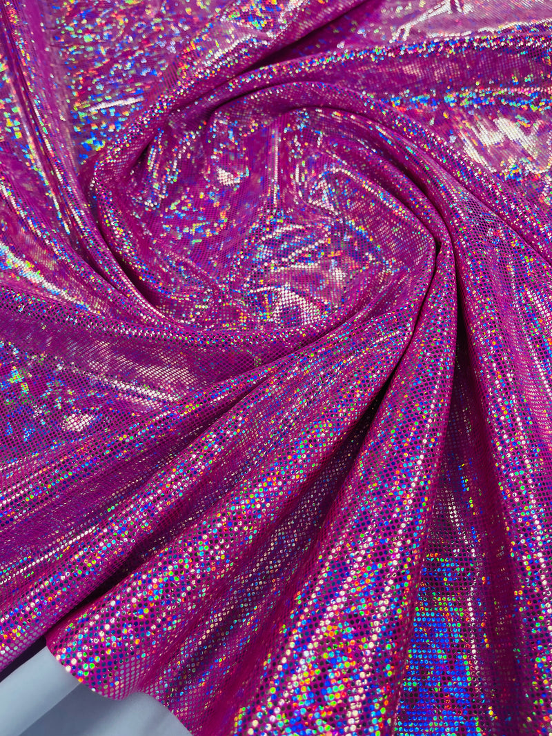 Polka Dot Foil Fabric - Fuchsia - Iridescent Polka Dot Design on Spandex Fabric