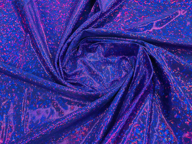 Polka Dot Foil Fabric - Purple - Iridescent Polka Dot Design on Spandex Fabric