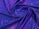 Polka Dot Foil Fabric - Purple - Iridescent Polka Dot Design on Spandex Fabric