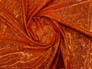 Polka Dot Foil Fabric - Orange - Iridescent Polka Dot Design on Spandex Fabric