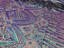 Two Tone 4 Way Stretch - Lilac / Aqua - Tribal Pattern Design Sequins Mesh Fabric Sold By Yard