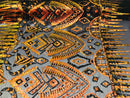 Two Tone 4 Way Stretch - Orange / Yellow - Tribal Pattern Design Sequins Mesh Fabric Sold By Yard