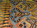 Two Tone 4 Way Stretch - Orange / Yellow - Tribal Pattern Design Sequins Mesh Fabric Sold By Yard