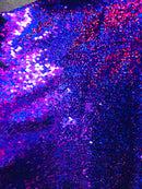 Flip Up Sequins Reversible - Hologram Purple Silver Two Tone Mermaid Sequins Spandex Fabric By Yard