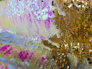 Flip Up Sequins Reversible - Hologram Pink / Gold Two Tone Mermaid Sequins Spandex Fabric By Yard