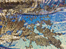 Two Tone Reversible - Iridescent Baby Blue / Gold - 2 Way Stretch Shiny Sequins Fabric By The Yard