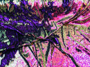 Two Tone Reversible - Magenta Purple / Gold - 2 Way Stretch Iridescent Sequins Fabric By The Yard