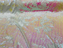 Two Tone Reversible - Iridescent Pink  White - 2 Way Stretch Shiny Sequins Fabric By The Yard