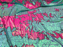 Two Tone Reversible - Hot Pink/Baby Blue 2 Way Stretch Iridescent Shiny Sequins Fabric By The Yard