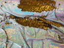 Two Tone Reversible - Gold/ Iridescent White - 2 Way Stretch Shiny Sequins Fabric By The Yard
