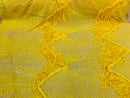 Fringe Sequins - Yellow - Dangle 4 Way Stretch Fancy Sequins Fabric Sold By The Yard
