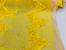 Fringe Sequins - Yellow - Dangle 4 Way Stretch Fancy Sequins Fabric Sold By The Yard