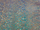 Shiny Pattern Sequins - Iridescent Aqua - 4 Way Stretch Multi Pattern Net Design Fashion Fabric