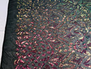 Shiny Pattern Sequins - Iridescent Rainbow - 4 Way Stretch Multi Pattern Net Design Fashion Fabric