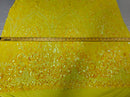 Shiny Pattern Sequins - Yellow - 4 Way Stretch Multi Pattern Net Design Fashion Fabric