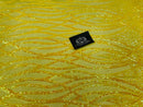 Wavy Line Sequins - Yellow - 4 Way Stretch Iridescent Pattern with Net Design Fashion Fabric