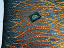 Wavy Line Sequins - Orange / Black Mesh - 4 Way Stretch Iridescent Pattern with Net Design Fabric