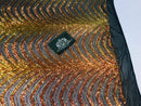 Sequins in Lines - Orange / Black Mesh - Iridescent 4 Way Stretch Two Tone  Design Sequins Fabric