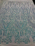 Damask Sequins Fabric - 4 Way Stretch Big Damask Sequins Fabric - Pick Color - 25 Yard Roll