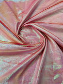 Crushed Organza - Iridescent Coral - 45" Sheer Crushed Organza Fabric Sold By Yard
