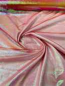 Crushed Organza - Iridescent Coral - 45" Sheer Crushed Organza Fabric Sold By Yard