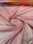 Crushed Organza - Iridescent Coral - 45" Sheer Crushed Organza Fabric Sold By Yard
