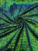 Mini Glitz Sequins Milliskin - Iridescent Green - 4 Way Stretch Milliskin Nylon Spandex Fabric Sold By Yard