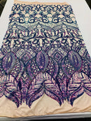 Royalty Sequin Fabric -  4 Way Stretch Royalty Mermaid Design - Pick Color - 25 Yards Roll