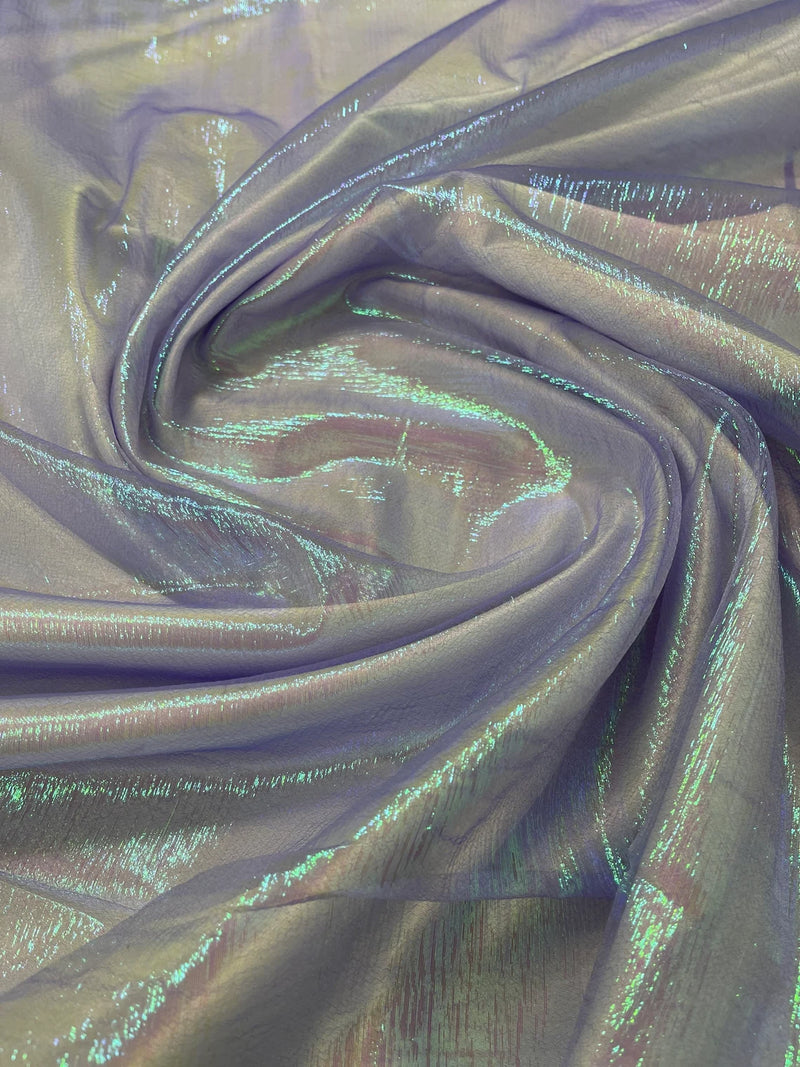 Crushed Organza - Iridescent Lilac - 45" Sheer Crushed Organza Fabric Sold By Yard
