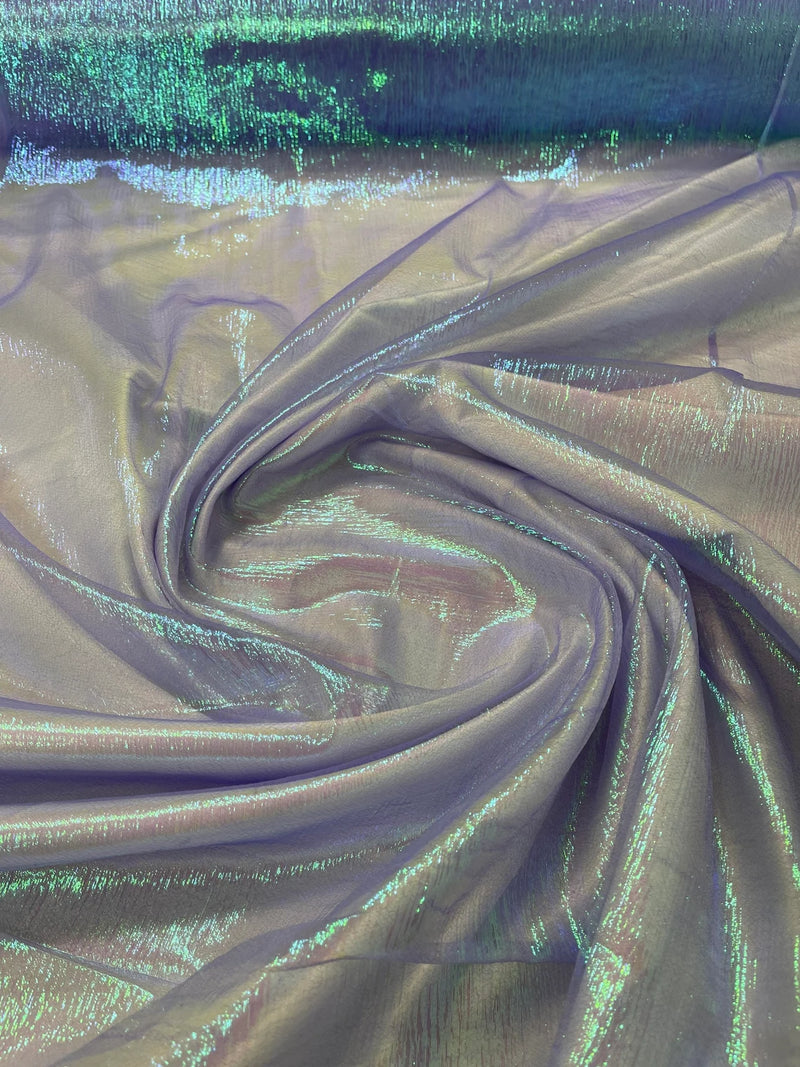 Crushed Organza - Iridescent Lilac - 45" Sheer Crushed Organza Fabric Sold By Yard