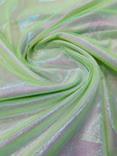 Crushed Organza - Iridescent Lime Green - 45" Sheer Crushed Organza Fabric Sold By Yard