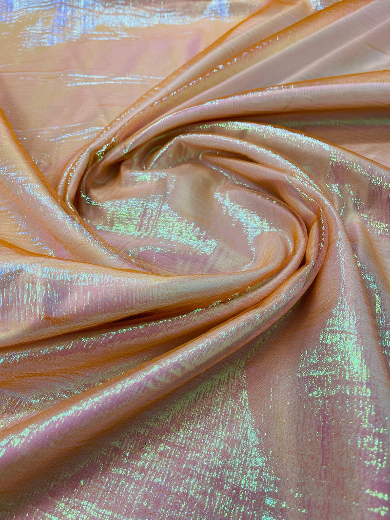 Crushed Organza - Iridescent Orange - 45" Sheer Crushed Organza Fabric Sold By Yard